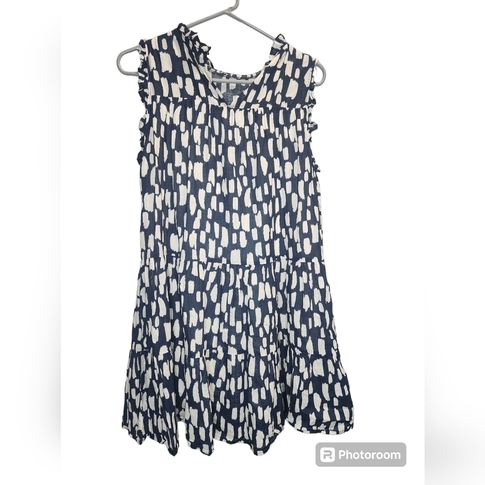 Pinch Tiered Midi Dress -Navy Sz. S - Picture 3 of 5